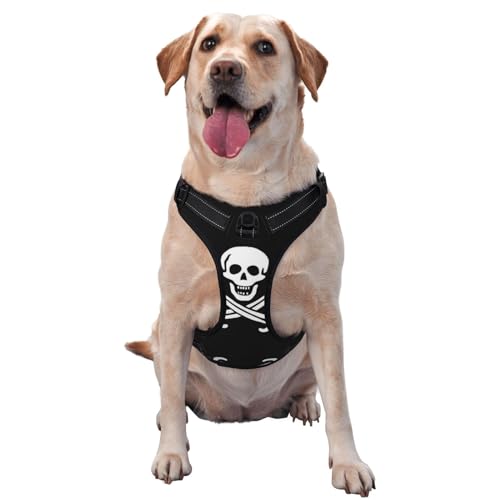 Traktionsweste mit Piratenflagge, Brustgurt, Geschirr für draußen, Spaziergänge mit dem Hund von COMAAM