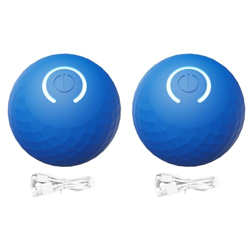 Aktiver Rollball, 2 wiederaufladbare USB-Hundebälle, interaktiver Hunde-Übungsball mit Smart/Normal-Modi, langlebiger LED-Blitz, selbstrollender Ball, pop up-Ball zum Springen des Hundegehirns für von COMFOLIVING