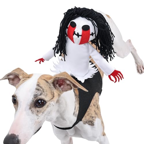 COMFOLIVING Haustier-Halloween-Ritterkostüm, Hundegeist-Reitkostüm, Haustierkostüme Halloween-Verkleidung, Geistersattel-Kostüme, stilvolles und lustiges Streich-Haustier-Geisterreit-Outfit für von COMFOLIVING