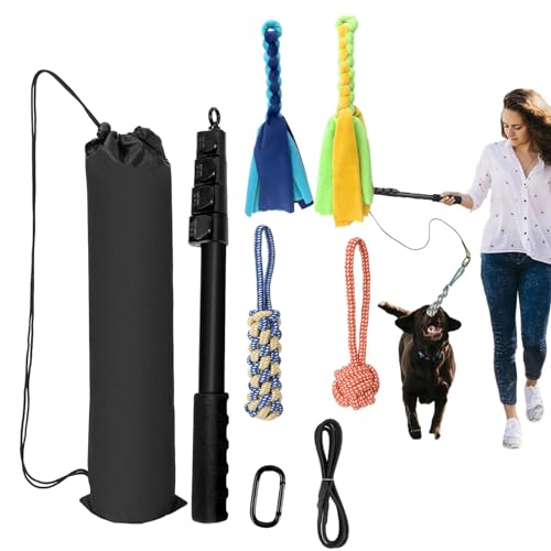 Hundeflirt - Teaser Hundeseil | Hunde-Teaser-Zauberstab, Einziehbar, Verfolgungsjagden Mit Langem Seil Für Große Hunde, Flirt-Stick, Hunde-Agility-Ausrüstung | Interaktives Hundekauspielzeug Für Große von COMFOLIVING