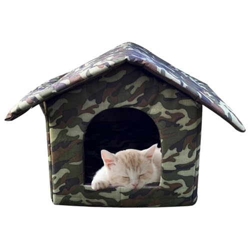 Katzenhaus Im Freien – Hundehütte Im Freien | Wasserdichter Katzenunterschlupf Für Wildkatzen Im Freien | Outdoor-Katzenunterstand Aus Oxford-Stoff | Katzenspielhaus | Katzenhäuser | Katzenzelt von COMFOLIVING