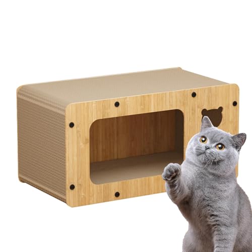 Katzenkratzer – Katzenkratzer aus Pappe | Katzenkratzhaus aus Holz mit Kratzpads | Verschleißfeste Katzenkratzbox | Katzenkratzbox aus hochfestem Karton für Hauskatzen und Haustiere von COMFOLIVING