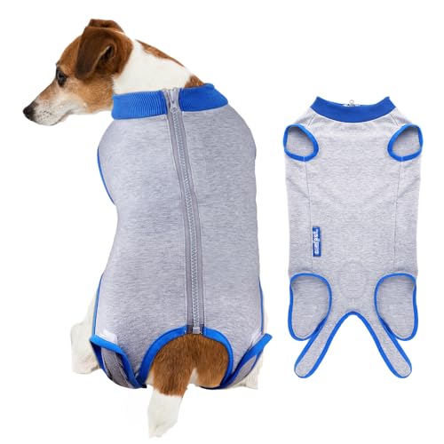 COMFPET Recovery Suit für Hunde Katzen, Hundebody Nach Op mit Reißverschluss, Erholungsanzug für Hunde, Männlich Weiblich Hund Onesie für Spay, Neuter, Anti-Lecken, Hauterkrankungen, Inkontinenz M von COMFPET