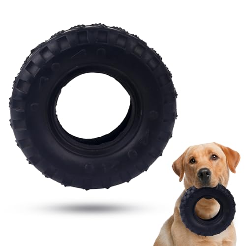 COMFPET Hund Squeak Toys Reifen Toy mit Druck, Naturkautschuk Hundespielzeug für Extreme Kauer TiresToys für kleine mittelgroße Hunde Intelligenz Training Sport Training von COMFPET