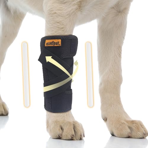 COMFPET Vorderbeinbandage für Hunde, mit Kunststoff-Stabilisatoren, Vorderbeinbandage für Hunde, um Lecken, Verstauchungen des Hundes und Arthritis zu verhindern, Größe L von COMFPET