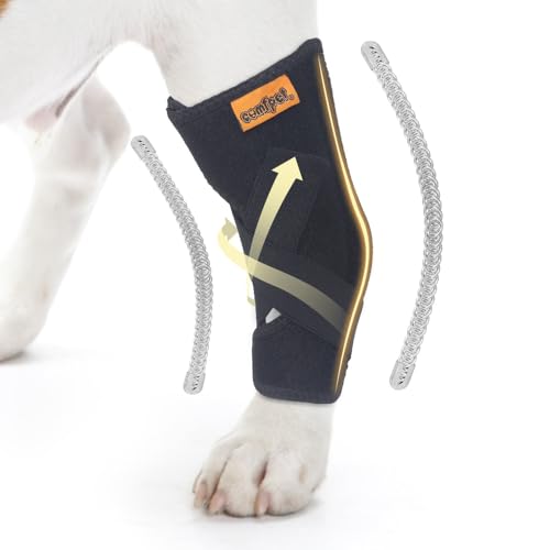 COMFPET Rear Leg Brace Hund Beinschiene für hintere Sprunggelenk, Hund Bein Unterstützung Wrap mit Metall-Streifen Verstauchungen und Arthritis LARGE von COMFPET