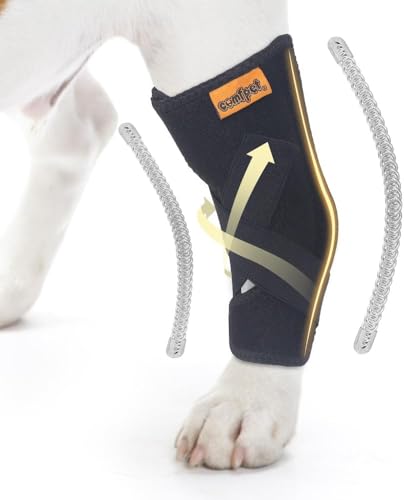 COMFPET Hundehalsbandage für hintere Sprunggelenk, Hund Bein Unterstützung Wrap mit Metall-Streifen, Hinterbein Wrap Protector, Hund Bein Joint Sleeve zu lecken, Hund Verstauchungen zu verhindern (S) von COMFPET