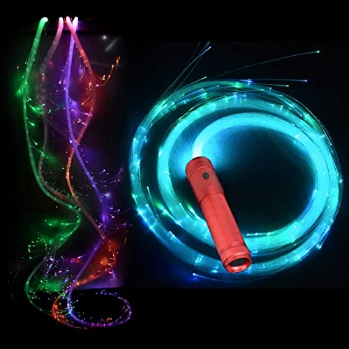 COMLZD LED Tanz Whip,1.8m Faseroptik Whip, 360°drehbar Fiberoptische Peitsche Pixel-Rave Spielzeug, super hell, mehr als 40 Farb-Effekt-Modi, für EDM Pixel Flow Lace Dance Festival (Rot Griff) von COMLZD