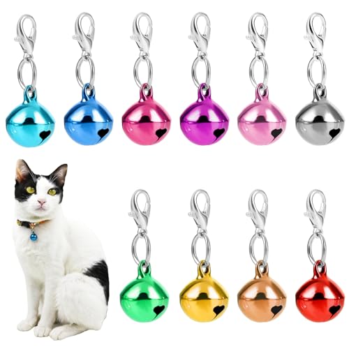 COMNICO 10 Stück Haustierglocken für Hunde- und Katzenhalsbänder, Metallhalsband-Charms Lauter Klarer Klang mit Verschlüssen Kätzchen-Kleintier-Anhänger-Zubehör Weihnachtsdekoration Glöckchen (Bunt) von COMNICO