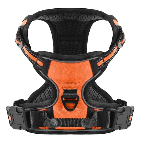 COMSLE Hundegeschirr No Pull Verstellbares weiches gepolstertes Hundegeschirr, Orange XL von COMSLE