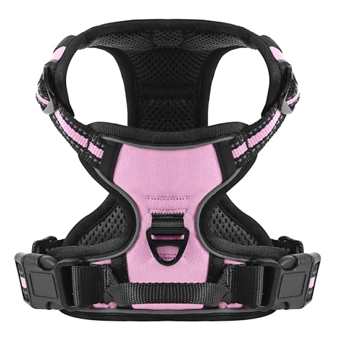 COMSLE Hundegeschirr No Pull Verstellbares weiches gepolstertes Hundegeschirr, Rosa XL von COMSLE