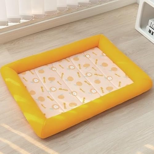 Kühle Matten, große Hundekühlungsmatte, Neue S XL Sommer Kühlung Haustier Hund Matte EIS Pad Hund Schlafen Platz Matten for Hunde Katzen Pet Zwinger kühle Kalte Seide Hundebett (Color : Square Orange von CONROS