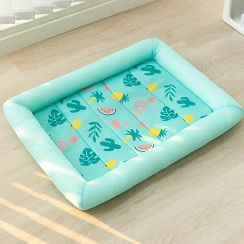 Kühle Matten, große Hundekühlungsmatte, Neue S XL Sommer Kühlung Haustier Hund Matte EIS Pad Hund Schlafen Platz Matten for Hunde Katzen Pet Zwinger kühle Kalte Seide Hundebett (Color : Square Green von CONROS