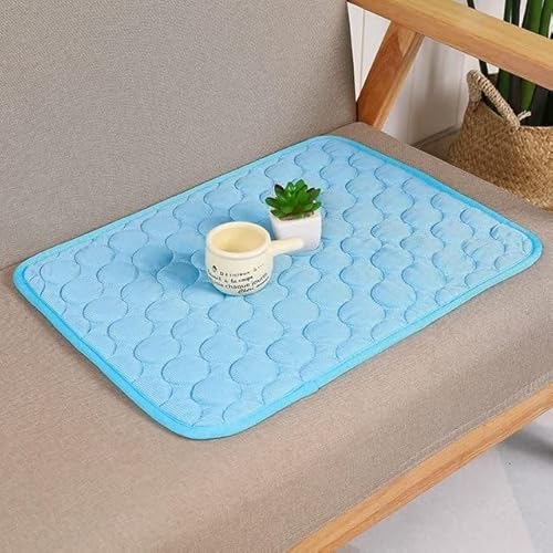 Kühle Matten, große Hundekühlungsmatte, Sommer Hund Kühl Matte Erfrischende Pet Pad Welpen Katze Decke Sofa Atmungs Kühlen Bett Waschbar Haustiere Träger Auto Kissen (Color : Blauw, Size : M(62x50cm von CONROS