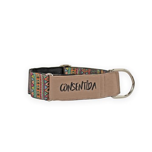 CONSENTIDA Martingale Hundehalsband, ideal für Windhunde, Modell Inka, Größe L, 35-65 cm lang, braun/Mehrfarbig, auslaufsicheres Design, sicher und bequem von CONSENTIDA PET