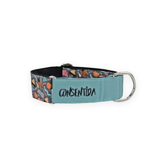 CONSENTIDA Martingale Hundehalsband, ideal für Windhunde, Modell Prisma, Größe L, 35-65 cm lang, Blau/Mehrfarbig, auslaufsicheres Design, sicher und bequem von CONSENTIDA PET