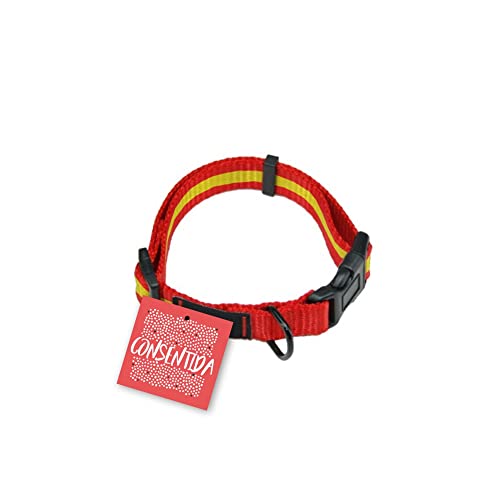 Großes Hundehalsband T4-45 - 70 x 2,5 cm - Hergestellt aus Nylon - Spanisches Flaggendesign - Größe XL - Sehr widerstandsfähig und bequem - Hundezubehör - Consentida von CONSENTIDA PET