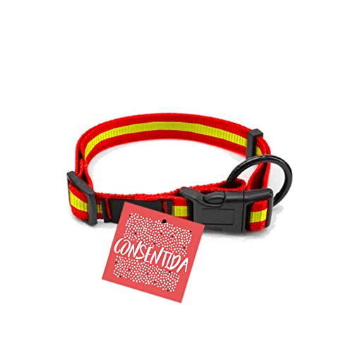 Mittelgroßes Hundehalsband T2-28 - 55 x 1,5 cm - Hergestellt aus Nylon - Spanisches Flaggendesign - Größe M - Sehr widerstandsfähig und bequem - Hundezubehör - Consentida von CONSENTIDA PET