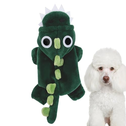 COOBAA Cosplay-Kostüm für Hunde, kreatives Dinosaurier-Kostüm, dehnbar, super Welpen-Outfits, lustige Bekleidung mit Kapuze, Halloween-Dinosaurier-Kostüm, Hundekleidung für Katzen und Hunde von COOBAA