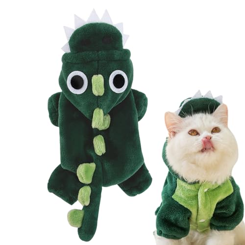 COOBAA Fleece-Hundemantel | Kreativer Dinosaurier-Hundemantel, dehnbar, super Welpen-Outfits, lustige Bekleidung mit Kapuze, Halloween-Dinosaurier-Kostüm, Hundekleidung für Katzen und Hunde von COOBAA