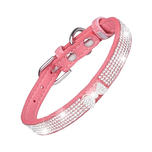 COOBAA Glitzer-Hundehalsband – Mikrofaser-Strasshalsband, verstellbar, ausgefallenes Hundehalsband, weiches weibliches Hundehalsband, reißfestes Strass-Katzenhalsband für Welpen, Kätzchen von COOBAA