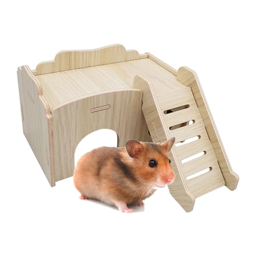 COOBAA Hamsterhäuser und Verstecke, Hamsterhaus aus Holz für kleine Haustiere – Hängeschaukel aus Holz, Nisthaus, Kleintier für Hamster, Rennmaus, Meermäuse von COOBAA