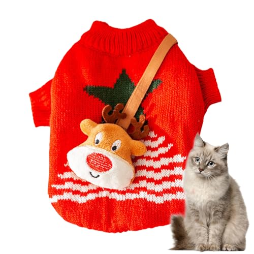 COOBAA Haustier-Strickpullover, Design Katzenkleidung mit Tasche, weiche Hunde-Winterkleidung, niedliche Katzenkleidung, bequeme Kätzchen-Kleidung für den Winter, Welpen, Kätzchen von COOBAA