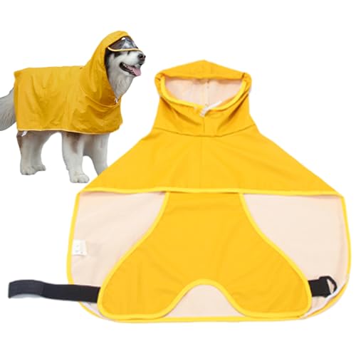 COOBAA Hunde-Regenmantel, PU, gelber Hunde-Regenmantel mit Bauchschutz, Bauchband, wasserdichtes Haustierbedarf, Regenmantel für Hunde, Welpen, Spaziergänge von COOBAA