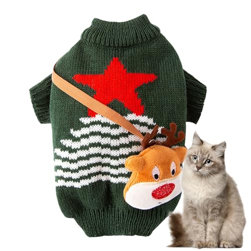 COOBAA Katzenpullover, Stil Hundepullover mit Tasche, warmer Katzenmantel, weiche Kätzchen-Kleidung, bequeme Hunde-Winterkleidung für Reisen, Winter, Welpen von COOBAA