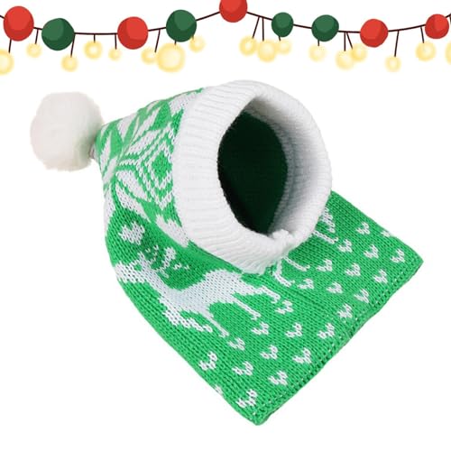 COOBAA Weihnachtsmütze für Hunde, Wintermützen für Hunde, Elchmützen für mittelgroße Hunde, elastisches Stricken mit Ball, Liebes-Schneeflocken-Design von COOBAA