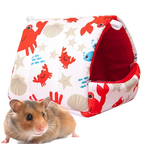 COOBAA Winter Hamsterbett Lustiges Krabbenmuster Nest ohne Ausfallen Kleintierhaus für kleine Hamster Goldene Seidenbärenhamster Igel Zwerghamster Meerschweinchen von COOBAA