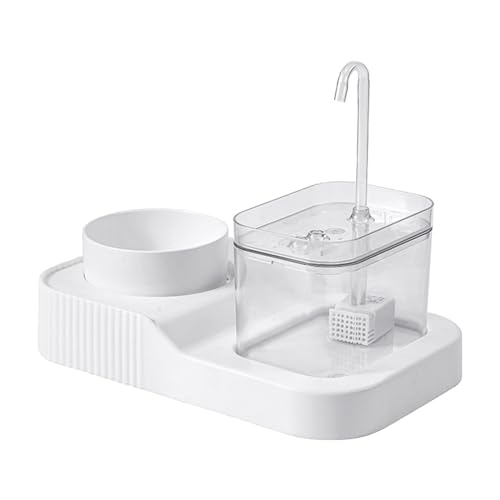 Futterspender für Haustiere, automatische Katzenfutterschüssel, 2-in-1-Futterspender, 100 ml Wasserspender für Haustiere, glatter runder Wasserbrunnen, rutschfester Trinkbrunnen für Haustiere, von COOBAA