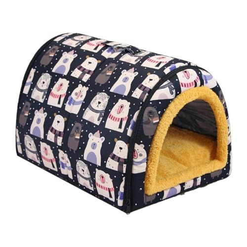 Indoor Pet House, Portable Dog House Bed, Covered Cat Warm Dog House, Cat and Dog Cave Comfort Bed, Cat Bed Tent Kitten Hideaway with Cat House Tent, Waterproof, Freestanding, Cartoon Pattern von COOBAA