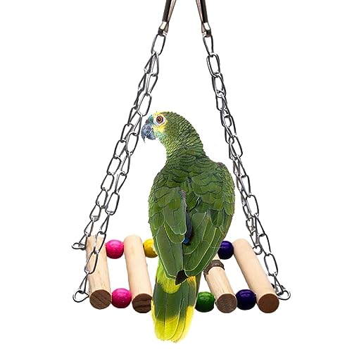 Vogelleiterbrücke | Papageienspielzeug, Regenbogen-Schaukelbrücke, Hängematte mit Metallkette und Verschluss, sicheres und Kauspielzeug zum Aufhängen, Haustier-Vogelkäfig-Zubehör für Nymphensittiche, von COOBAA