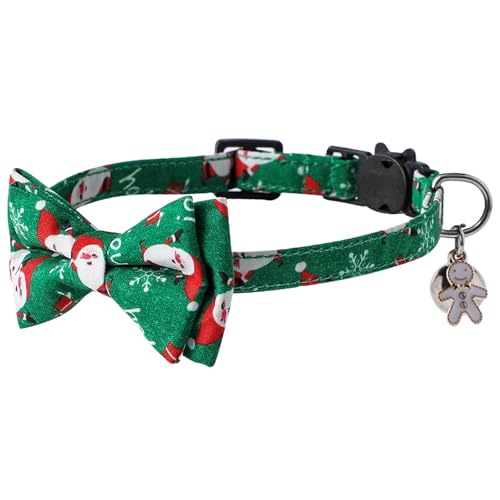 Weihnachten Katzenhalsband, Abnehmbares Breakaway Niedliches Halsband, Schneeflocke Schleife Weihnachten Halsband, Festliches Schneekatzenhalsband, Katzenhalsband mit Ornament, Verstellbare Halsbänder von COOBAA