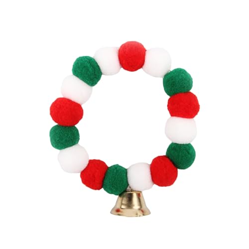 Weihnachtliches Katzenhalsband, Katzenglockenhalsband, Plüschbälle, Halskette, tragbares Welpenhalsband, Plüsch-Ornamente, Halsband verstellbare Haustierhalsbänder für Kätzchen, Katzenhalsbänder mit von COOBAA