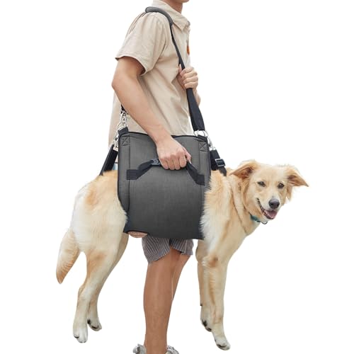 COODEO Hundetragegurt, Notfallrucksack Unterstützung für Rehabilitation Hundelift Geschirr, Hundeträger für ältere Hunde Gelenkverletzungen, Arthritis, Treppe hinauf (2XL,Schwarz) von COODEO