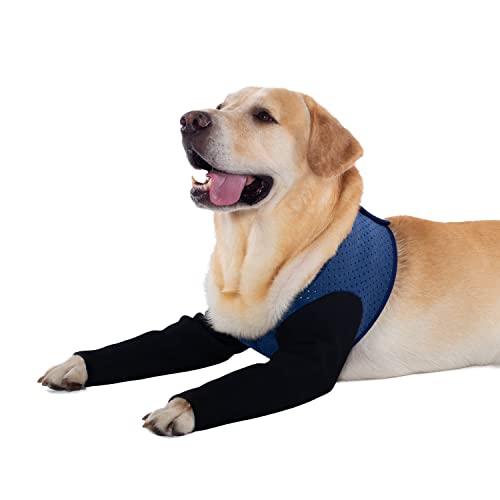 Coodeo Hunde-Genesungsmanschetten, eine Alternative zu dem Halskonus, Abriebfeste Hunde-Genesungskleidung, waschbar und wasserdicht, verhindert das Lecken und Bissen von Wunden beim Tier（Blau，XL von COODEO