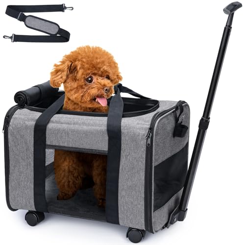 COOLBEBE Haustier-Tragetasche mit Rollen, faltbare Haustier-Reisetasche für Hunde von COOLBEBE