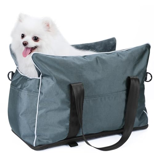 COOLBEBE Hundeautositz für kleine Hunde, Mittelkonsole, kleine Hunde, Autositz, weicher Haustier-Sitzerhöhung für Welpen mit Aufbewahrungstaschen, unterstützt Haustier bis zu 4,5 kg von COOLBEBE