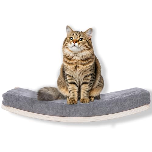 COOLEX Katzen-Wandregale, Wandmontage, geschwungene Katzenregale und Sitzstangen für die Wand, schwimmendes Katzen-Wandbett, Katzenregal mit bequemem Katzenkissen von COOLEX