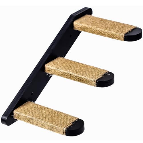 COOLEX Katzen-Wandstufen, Katzen-Wandregale, 3-stufige Katzentreppe, Holz-Katzenleiter, Katzentreppe für Wand, Katzenkletterwand, Treppe für Katzen, Regale, Plattformbedarf (schwarz) von COOLEX