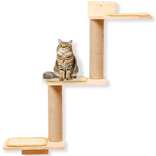 CoolEx Katzen-Wandregale, 3 in 1 Transformable Wandmontierter Katzenkratzbaum, Katzenregal für Wand Katzenbaum, und Katzenkletterwand Stufen für Katzen zum Klettern, Spielen, Kratzen (Klein) von COOLEX