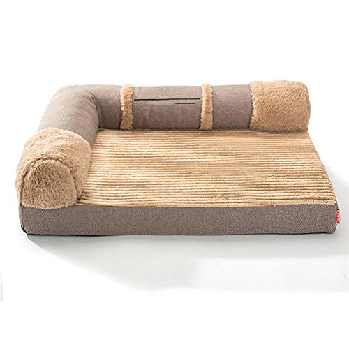 Kuschliges Hundebett, Hundebett Mit Angenehmen Plüschinnenteil Und Strapzierfähigen Nylonaußenteil,Hundebett kuschelig Schlafplatz, 120x90x18 cm, waschbares Hundebett mit Rand-1 von COOLLL