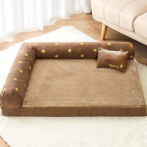 Wasserdichte Hundebetten, warmes, weiches, bequemes Haustierbettsofa mit abnehmbarem, waschbarem Bezug rutschfester Boden für kleine, mittlere und große Haustiere bis zu 50 kg (120 x 95 x 18 cm) von COOLLL