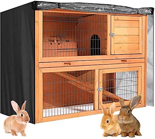 COOSOO Rabbit Hutch Cover Robuster Oxford Cloth Bunny Business Hutch Cover 4FT wasserdichter Staubschutz Double Hutch Cover für den Winterhasen, Katzen, Hamster, Kätzchen, Haustiere Hauszubehör von COOSOO