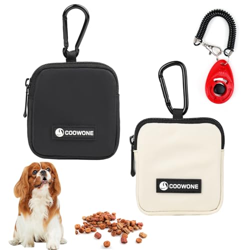 COOWONE Leckerli-Tasche für Hunde, mit Trainings-Clicker, wasserdichte kleine Hundeleckerli-Tasche für Leine, freihändige Spaziergänge mit Karabiner, Hundekotbeutelhalter für Haustier, Welpen, Reisen von COOWONE