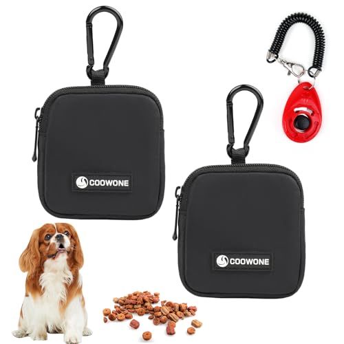 COOWONE Leckerli-Tasche für Hunde, mit Trainings-Clicker, wasserdichte kleine Hundeleckerli-Tasche für Leine, freihändige Spaziergänge mit Karabiner, Hundekotbeutelhalter für Haustier, Welpen, Reisen von COOWONE