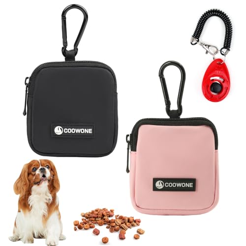 COOWONE Leckerli-Tasche für Hunde, mit Trainings-Clicker, wasserdichte kleine Hundeleckerli-Tasche für Leine, freihändige Spaziergänge mit Karabiner, Hundekotbeutelhalter für Haustier, Welpen, Reisen von COOWONE