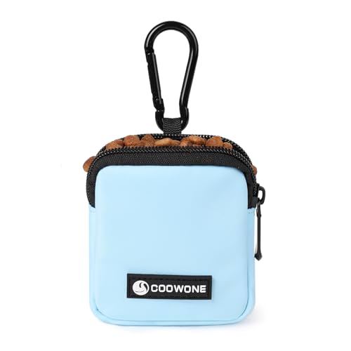 COOWONE Wasserdichte Leckerli-Tasche für Hunde, Hundetraining, Leckerli-Tasche mit integriertem Kotbeutelspender, verstellbare Schultertasche (Blaue kleine Tasche) von COOWONE